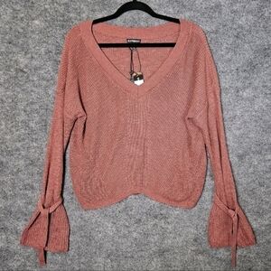 Express Oversized Crop Sweater Ties At End Of Sleeve Sz S